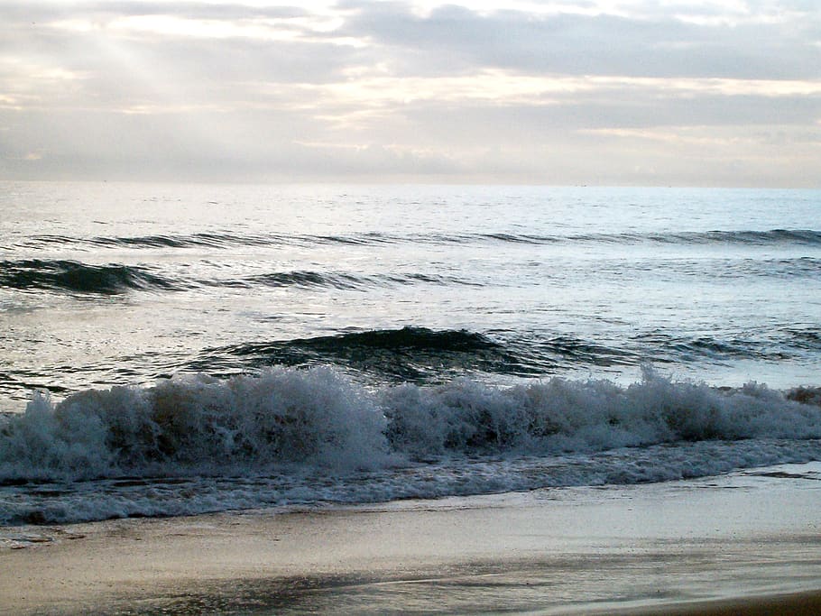 ocean, sea, waves, sky, water, motion, scenics - nature, beach HD wallpaper