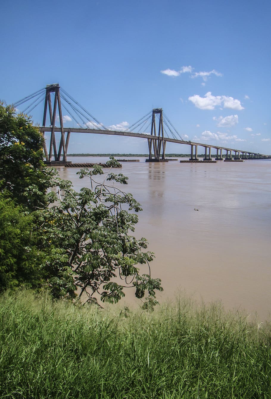 argentina, corrientes, river, bridge, connection, water, built structure HD wallpaper