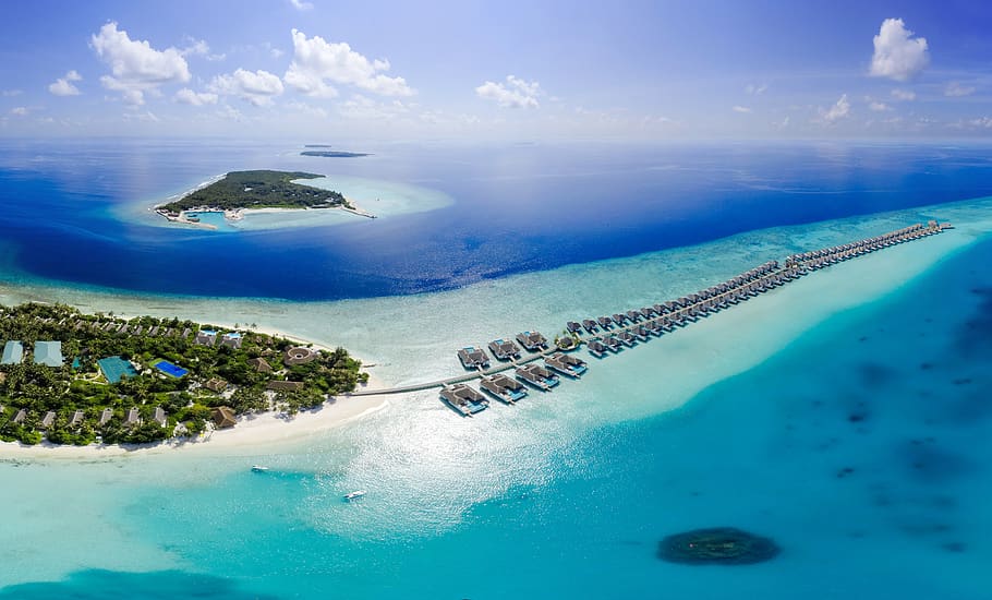 Aerial Photography of Sand Bars, bay, beach, blue, daylight, high angle shot HD wallpaper