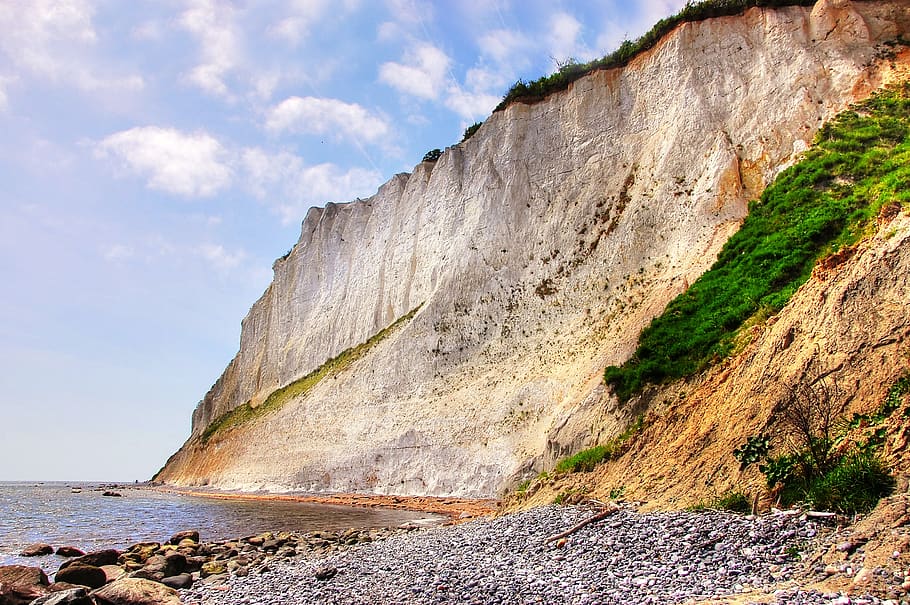white cliffs, món, denmark, baltic sea, rock, sky, landscape HD wallpaper