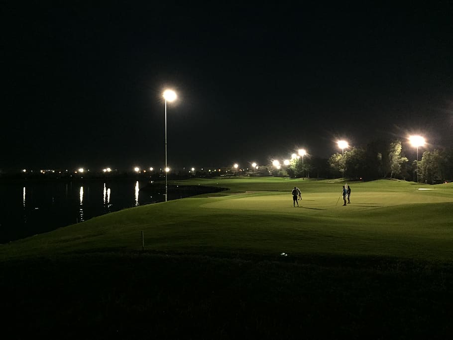 united arab emirates, ras al-khaimah, golfing, night, ras al khaimah, HD wallpaper