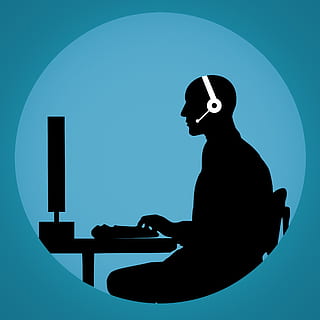 Illustration of man working in a call center., customer, support HD wallpaper