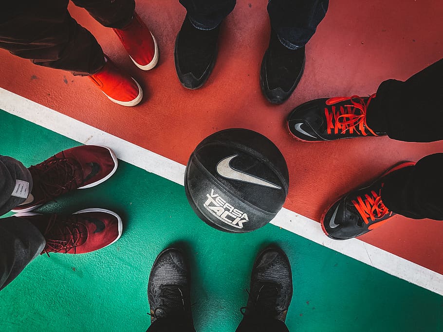 HD wallpaper: five persons standing in front of black and white Nike  basketball | Wallpaper Flare