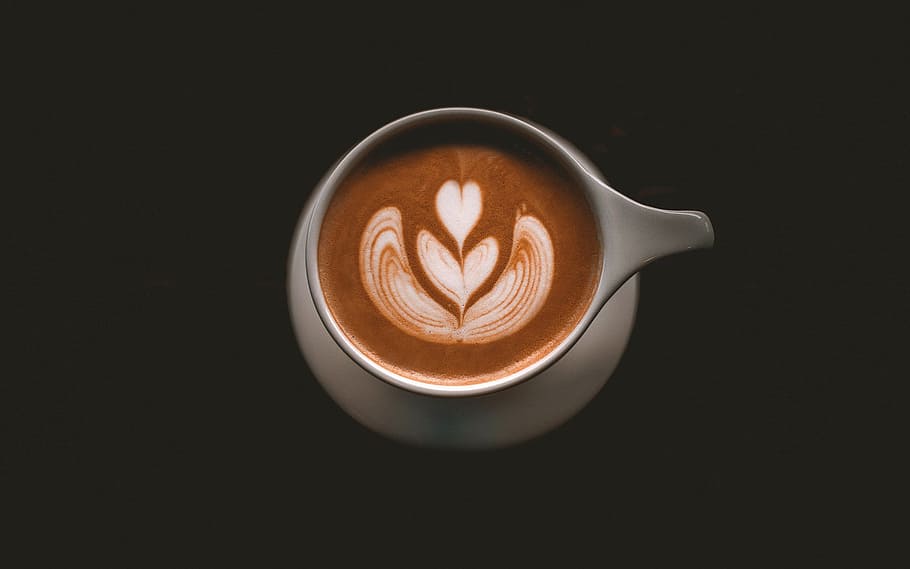 coffee, jug, mug, minimal, pattern, leaf, leaves, food, drink HD wallpaper