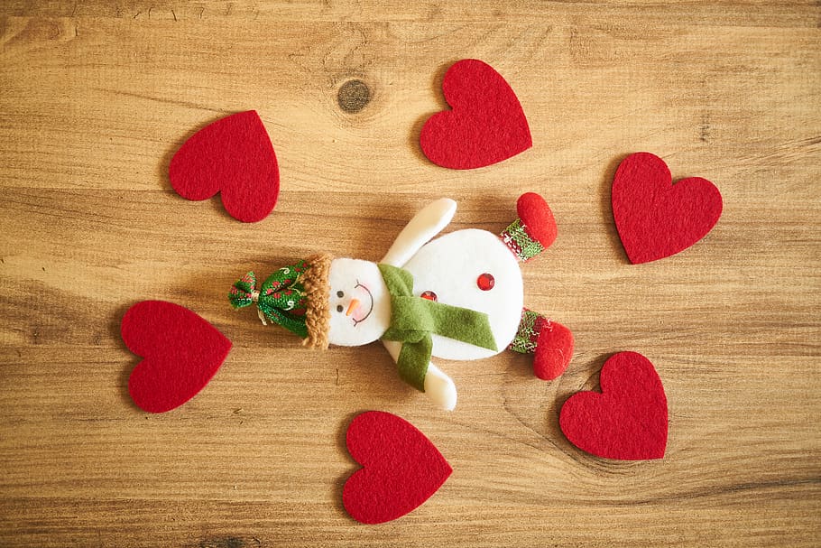 Top View Photo of Snowman Decor, creative, design, handmade, hardwood HD wallpaper