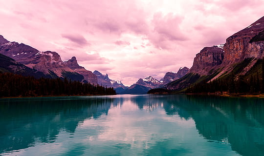 landscape photography of body of water overlooking mountain range HD wallpaper