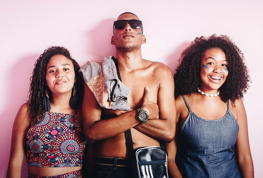 room, guy, pink, lady, man, young, person, curly hair, afro HD wallpaper