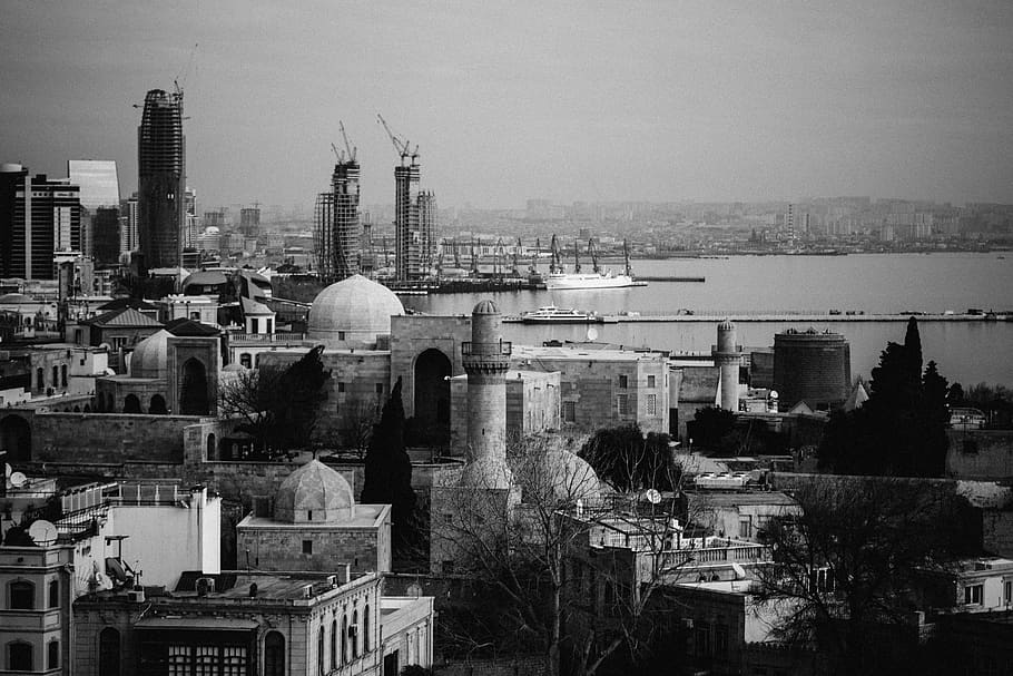 azerbaijan, baku, view, amazing, city, blackandwhite, tumblr, HD wallpaper