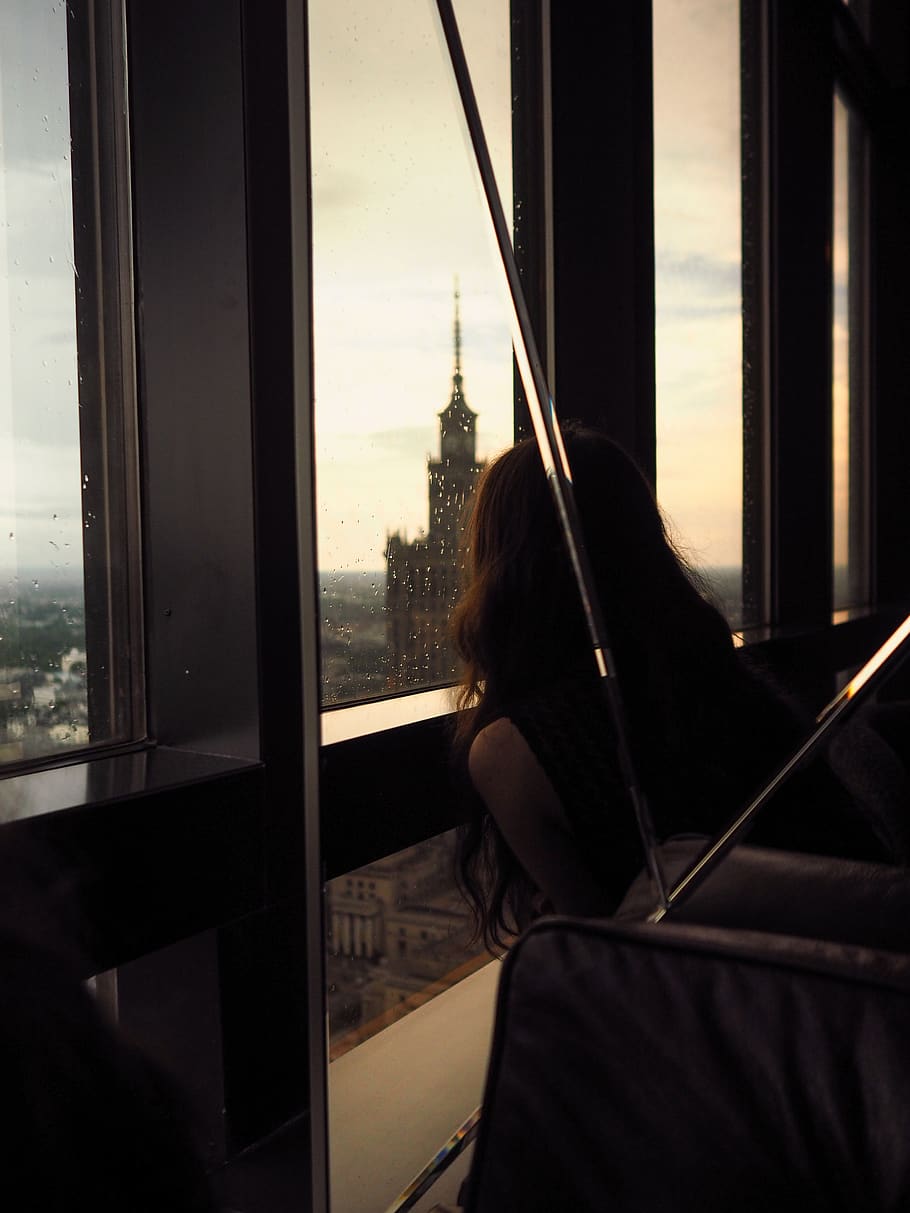 poland, warsaw, rain, skyscraper, urban, silhouette, window HD wallpaper