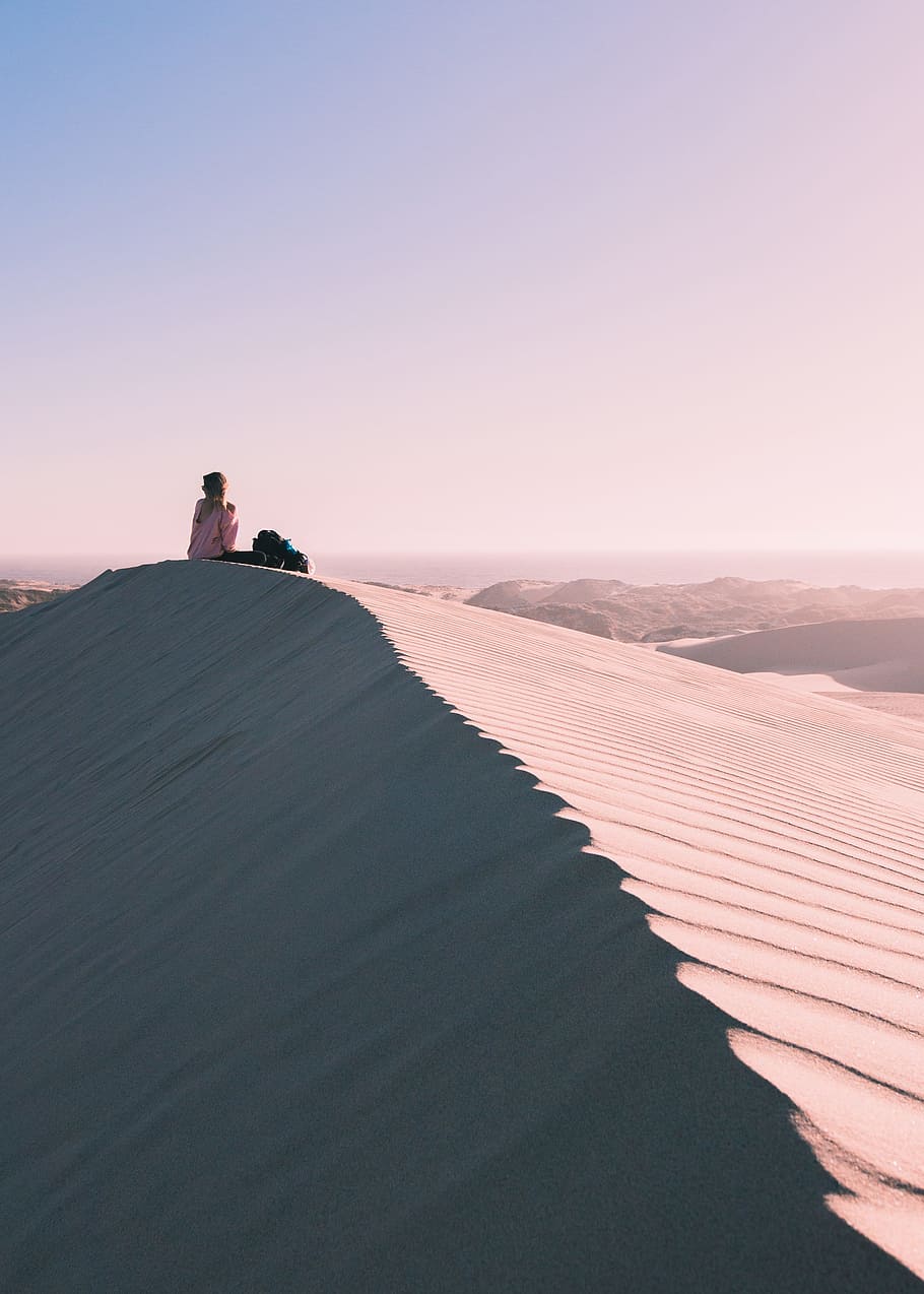 rule of thirds photography of person sitting on desert, shadow HD wallpaper