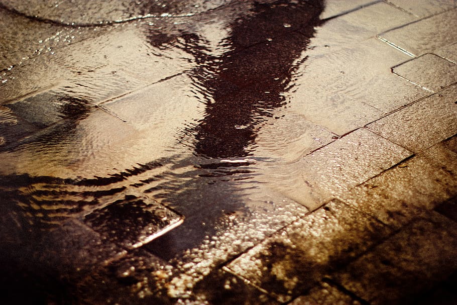 pud, water, rain, reflection, puddle, high angle view, wet HD wallpaper