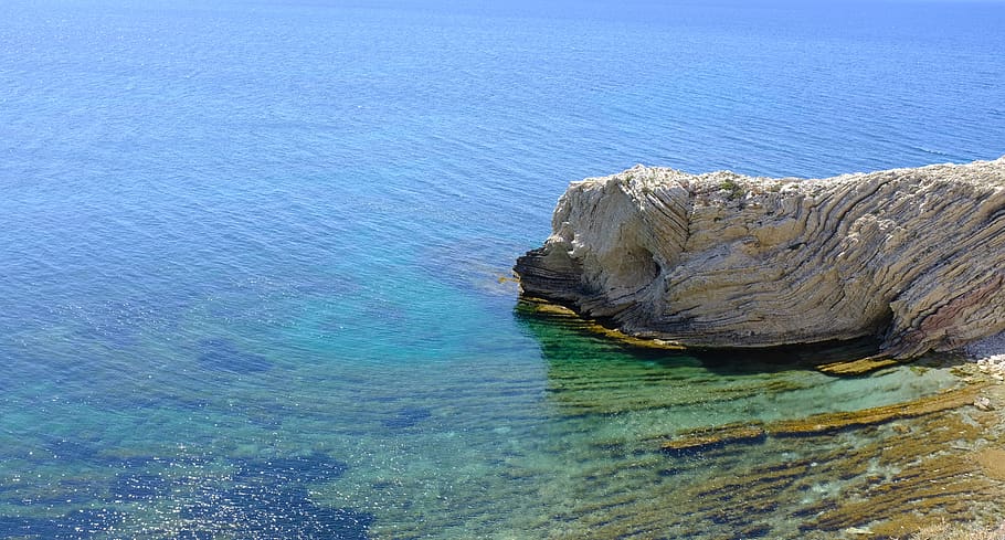 italy, cala rossa, sea, ocean, sicily, blue, green, rocks, mar, HD wallpaper
