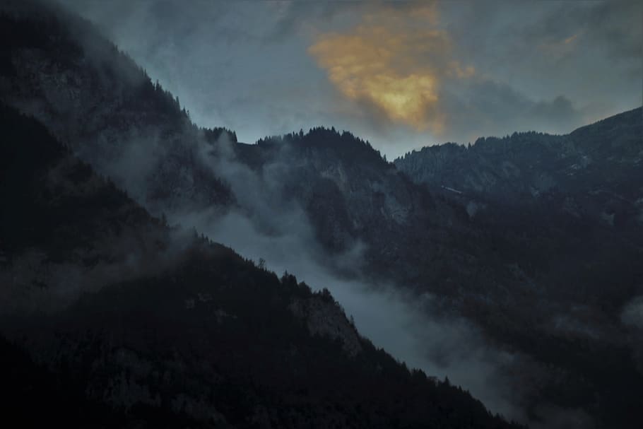 before sunrise, dawn, mountains, view, high, the alps, the silence HD wallpaper