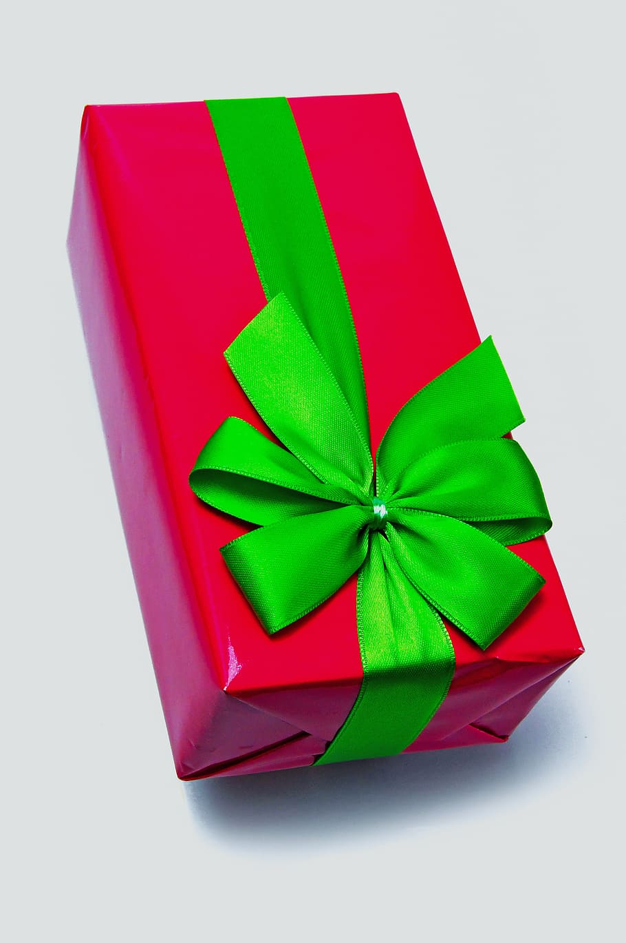 pink, packaging, box, wrapping, green bow, design, background HD wallpaper