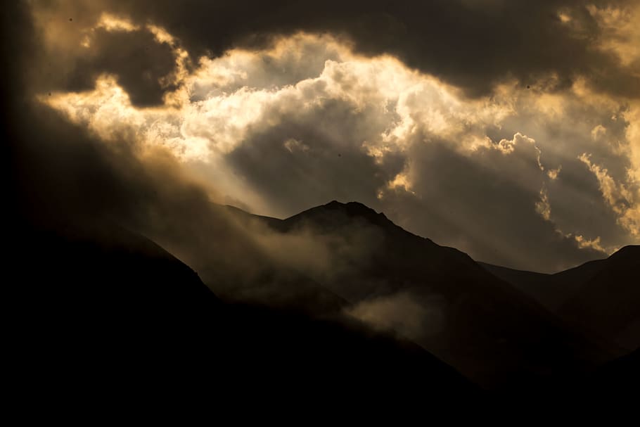 mountain, nature, cloud, light, sky, cloud - sky, scenics - nature HD wallpaper