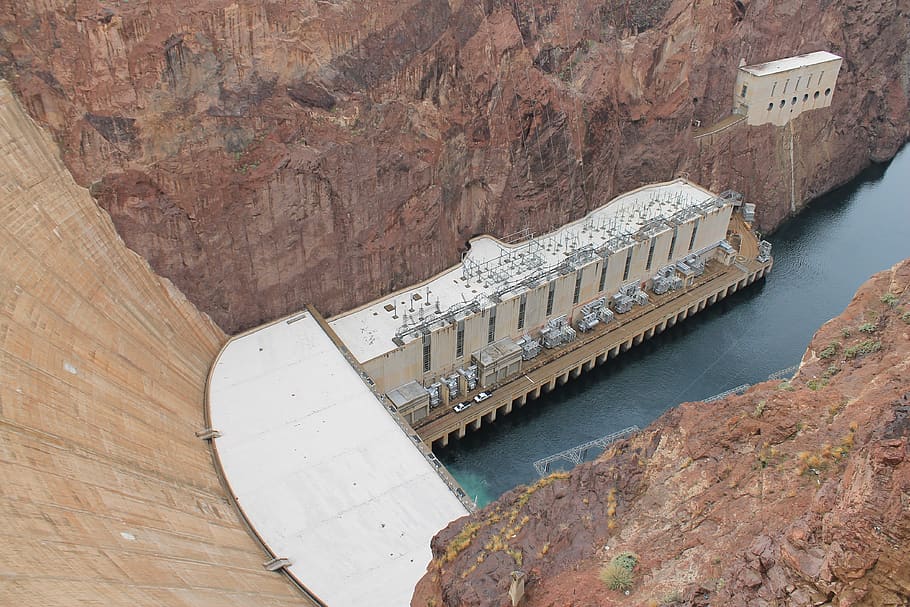 Water Dam Between Rocks, architecture, boulder, building, canyon HD wallpaper