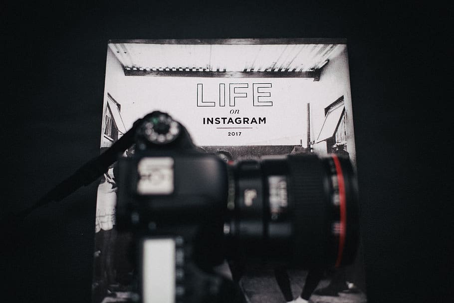 black DSLR camera, electronics, digital camera, book, instagram HD wallpaper
