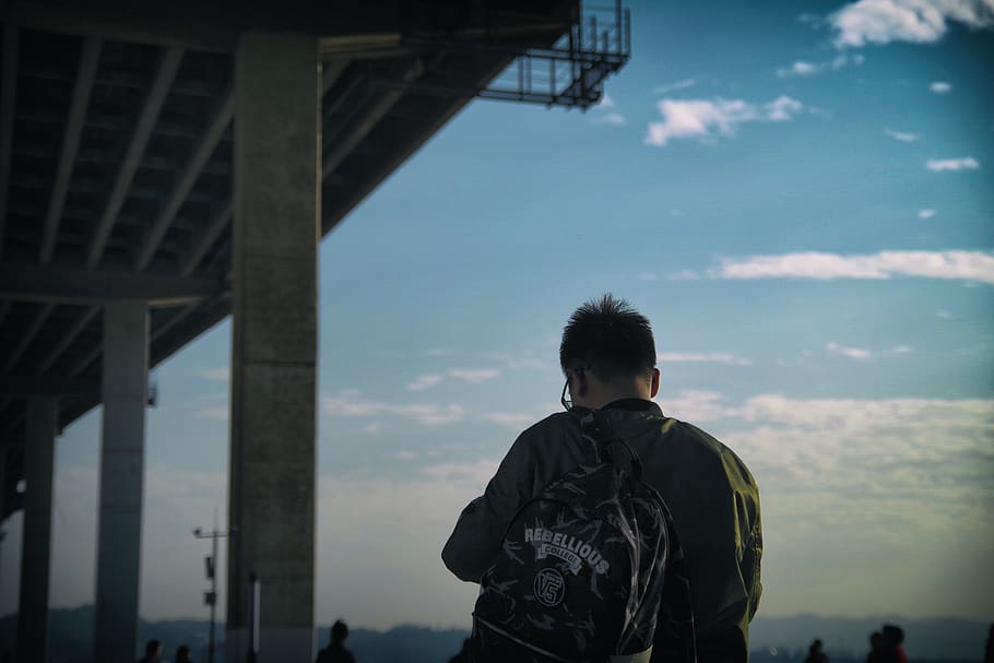 bridge, pentax, swatow, sky, cloud - sky, real people, one person HD wallpaper