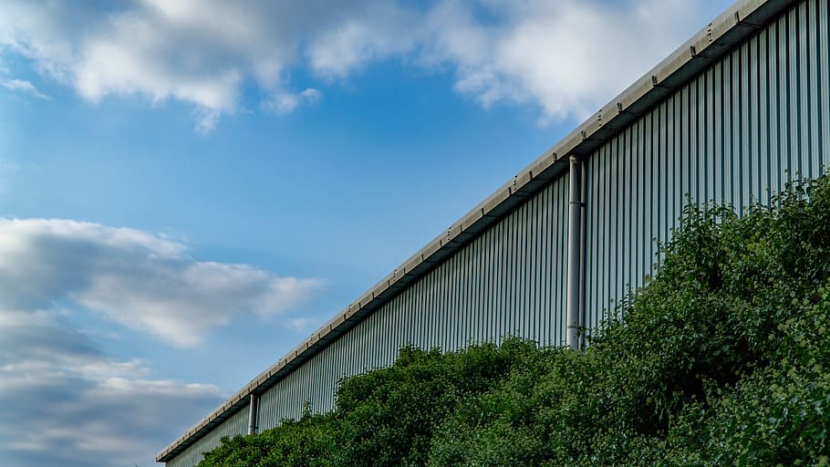 factory, green, sky, building, cloud - sky, architecture, built structure HD wallpaper