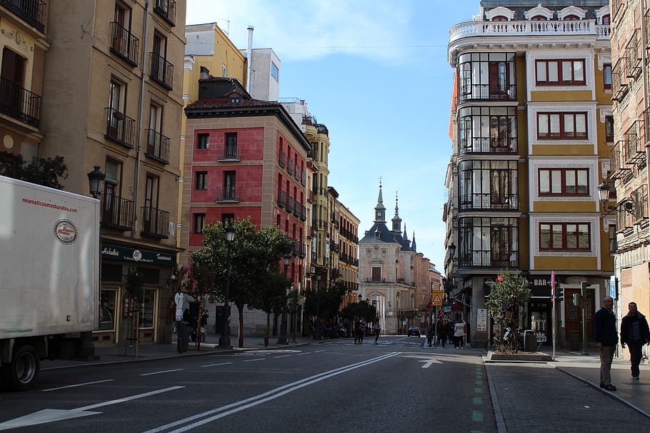 spain, madrid, city, caes, people, architecture, building exterior HD wallpaper