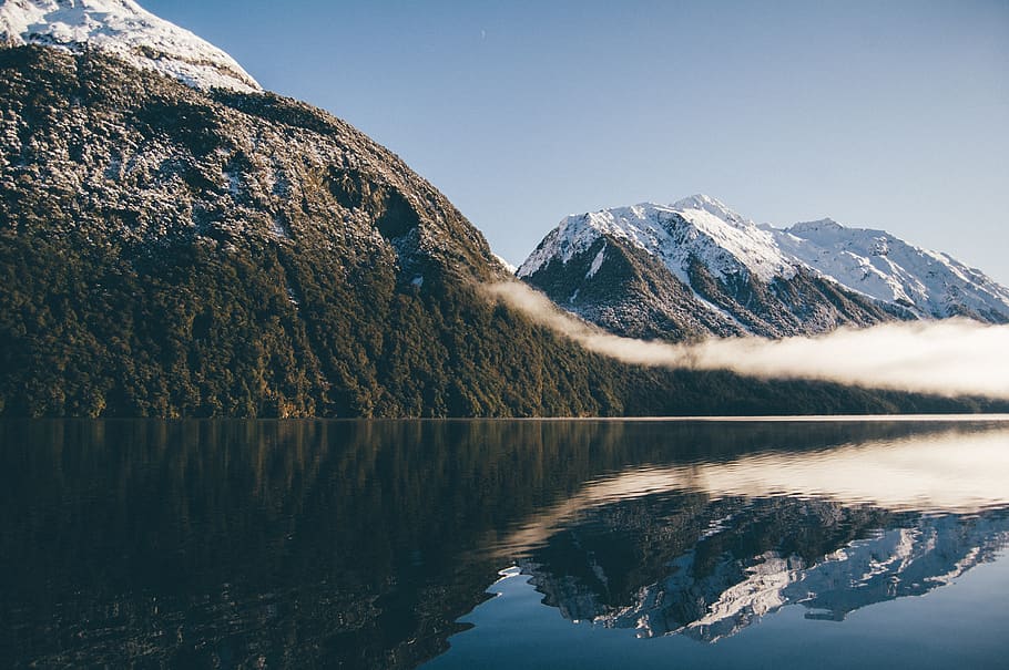lake, blue, water, reflection, outdoor, nature, mountain, view HD wallpaper