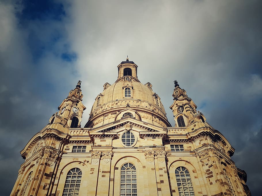 dresden, germany, frauenkirche dresden, clouds, church, dome, HD wallpaper