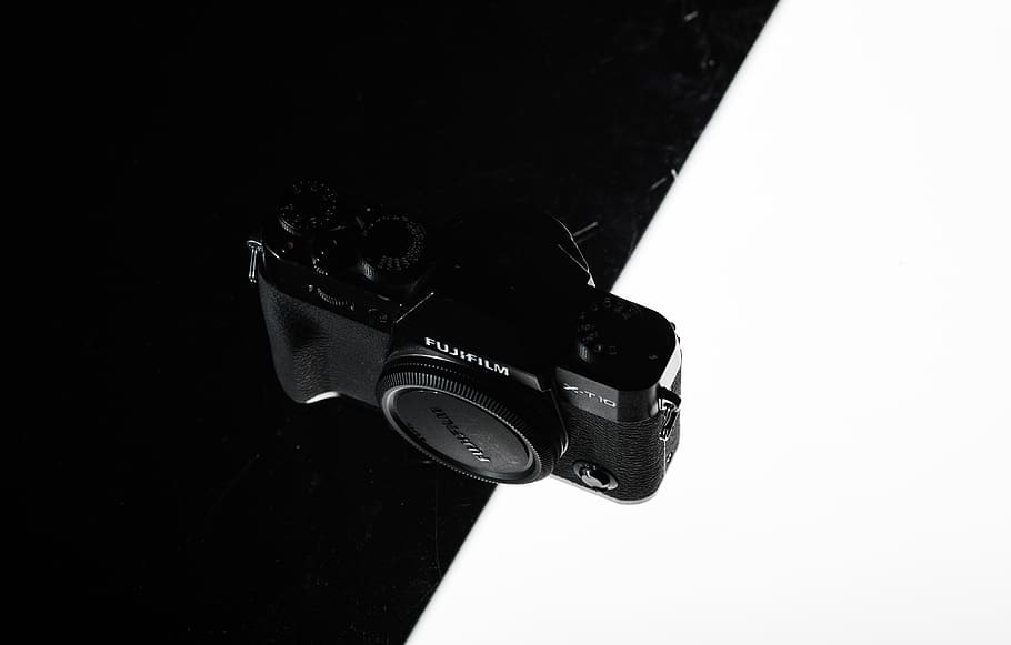 black Fujifilm camera, electronics, digital camera, video camera HD wallpaper