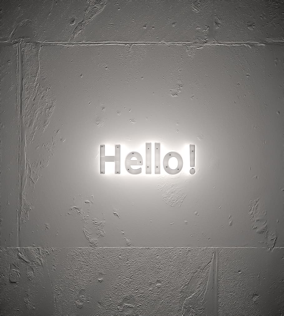 hello, light, wall, gray, 3d, skineditor, text, communication HD wallpaper
