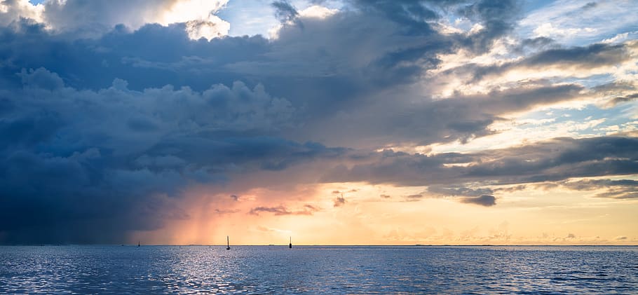 sea, cloud, sunset, sky, landscape, cloud - sky, water, beauty in nature HD wallpaper