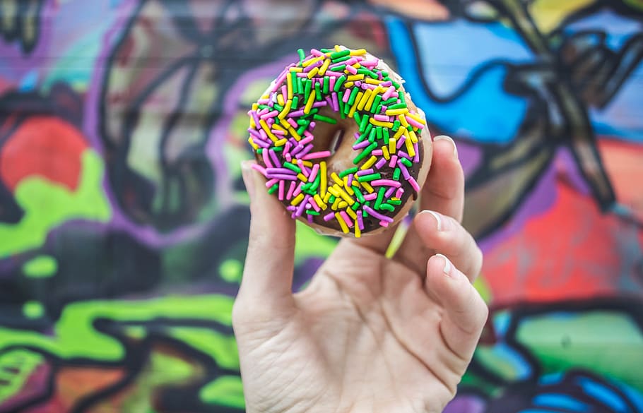 canada, toronto, mural, art, donut, foodie, doughnut, bright HD wallpaper