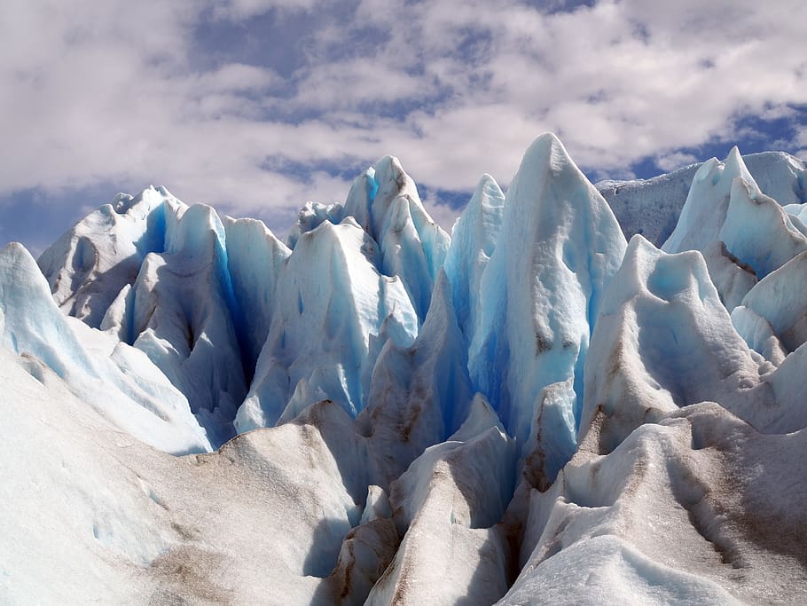 ice mountains under white clouds, cold temperature, sky, cloud - sky HD wallpaper