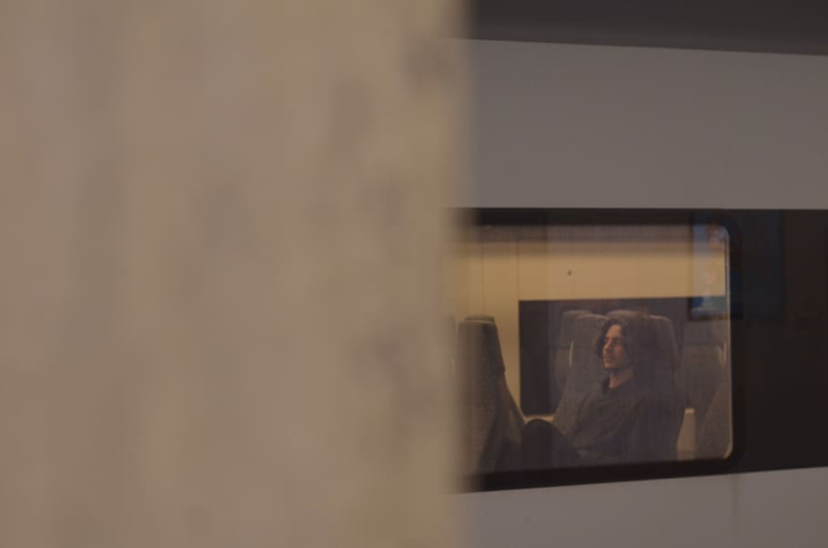 window, train, blur, reflection, person, dining table, furniture HD wallpaper