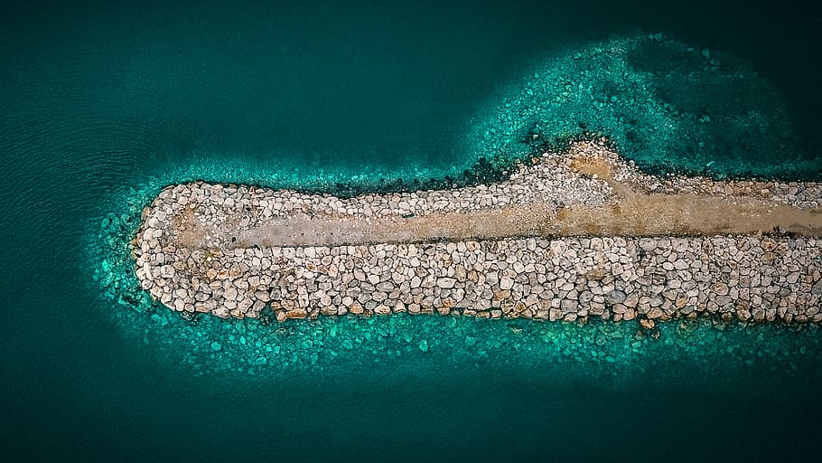 beach island view, water, sea, no people, green color, nature HD wallpaper