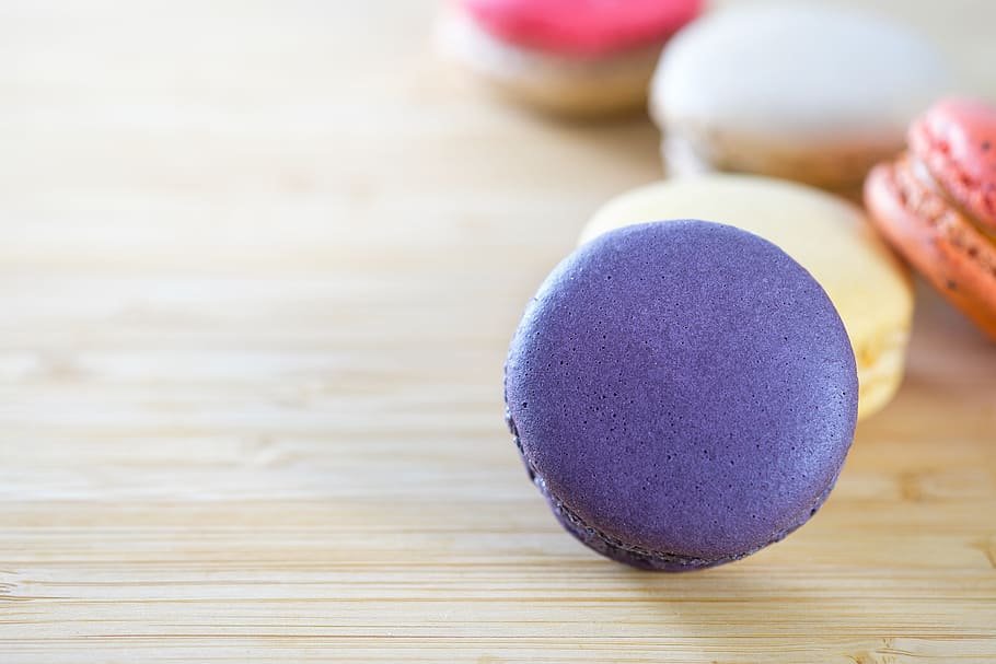 Photo of Macarons on Brown Wooden Surface, almond, assorted, bake HD wallpaper