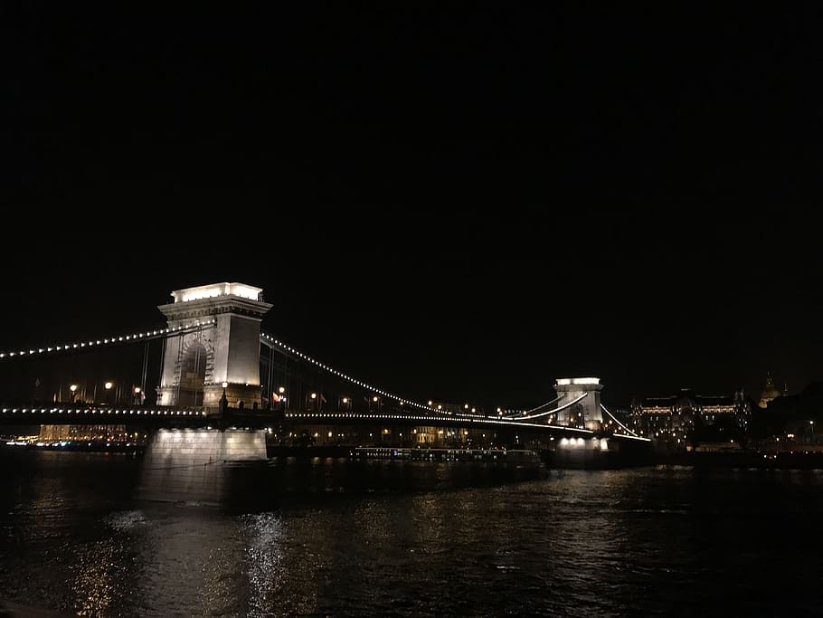 hungary, budapest, night, illuminated, bridge, connection, bridge - man made structure HD wallpaper