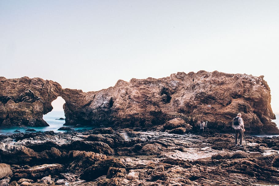 rock, formation, sea, ocean, water, waves, nature, coast, blue HD wallpaper