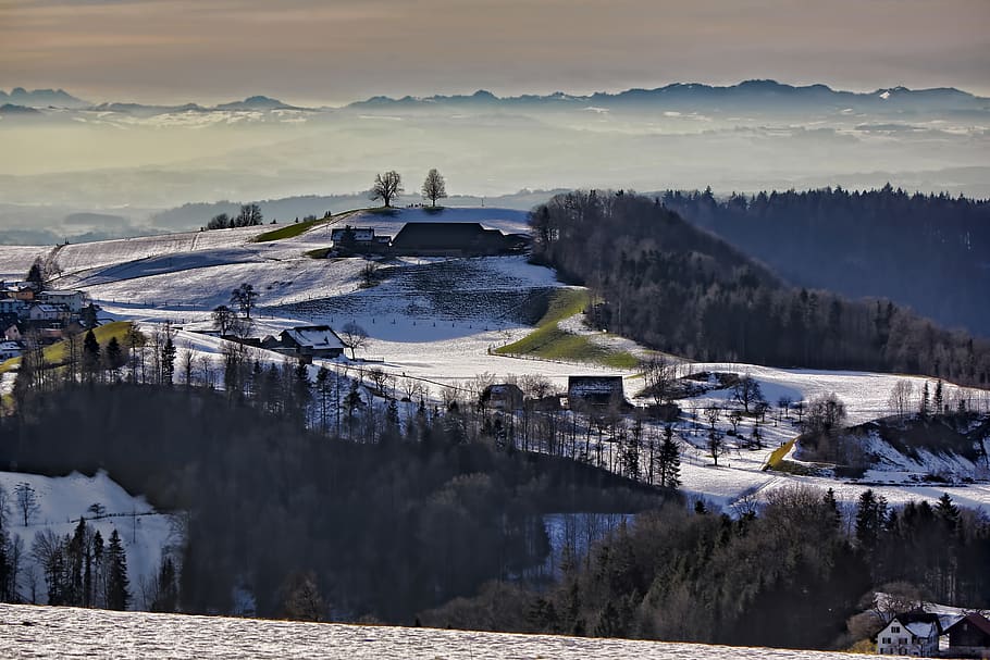 snow-covered land, outdoors, mountain, switzerland, hirzel, ice HD wallpaper