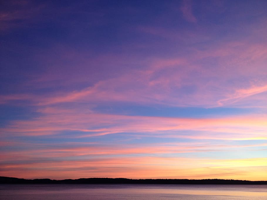orange and blue sky during golden hour, sunset, sunrise, cloud HD wallpaper