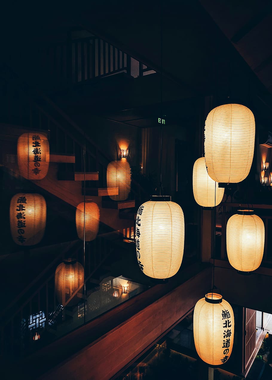 white and black lantern lamp turned-on, illuminated, lighting equipment HD wallpaper
