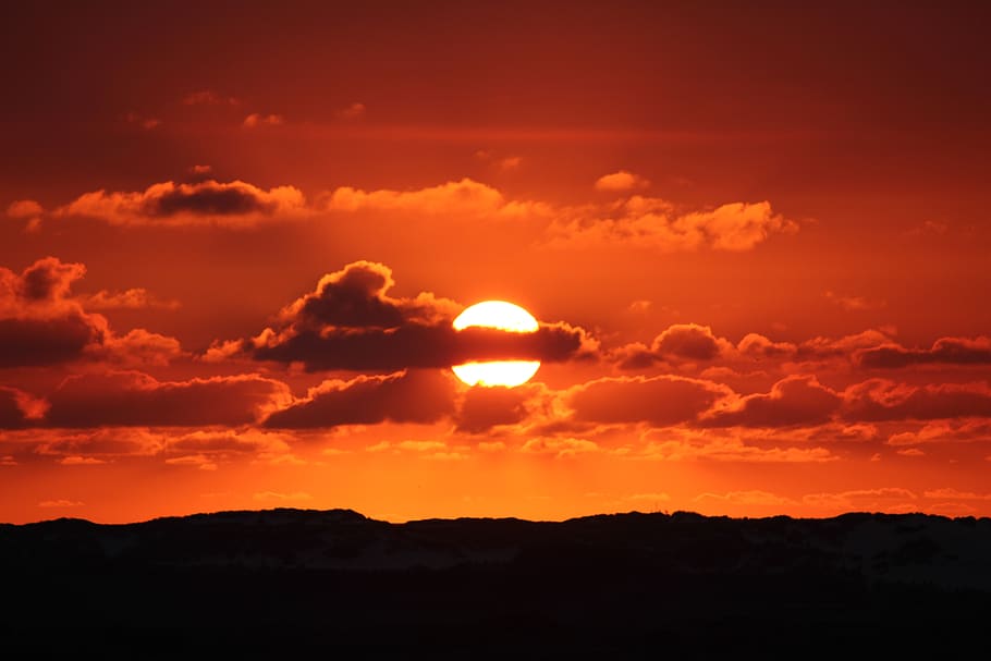 sunset, north sea, evening, sky, beauty in nature, cloud - sky HD wallpaper
