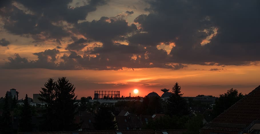 sunset, evening sky, abendstimmung, afterglow, mood, dusk, romantic HD wallpaper