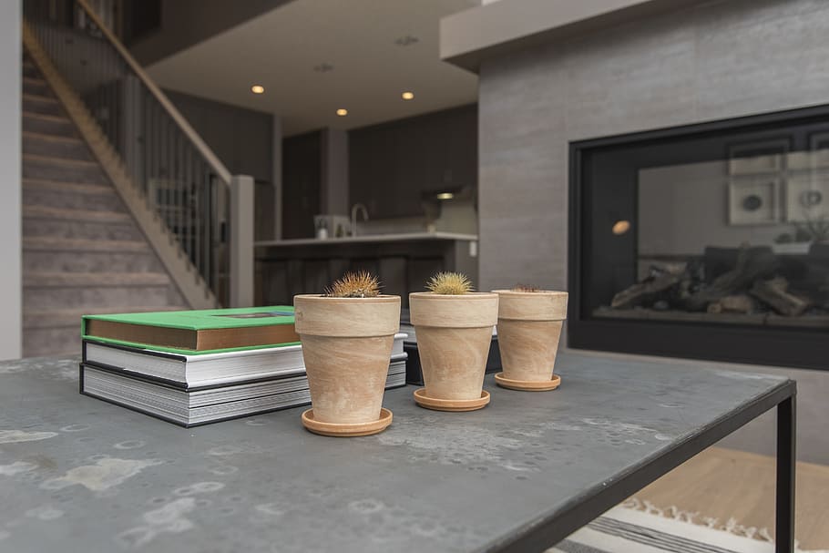 three brown ceramic pots, architecture, indoors, no people, built structure HD wallpaper