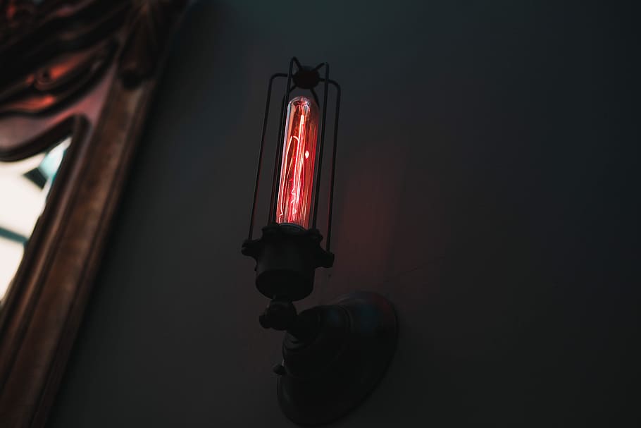 light, lamp, lightbulb, tumblr, interior, closeup, dark, orange, HD wallpaper