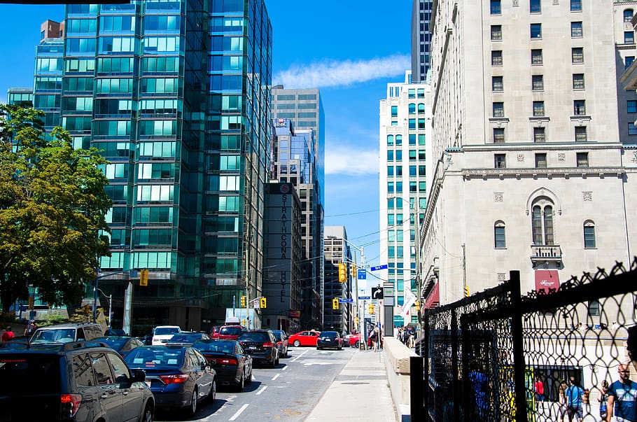 toronto, canada, traffic, red light, appartment buildings, building exterior HD wallpaper