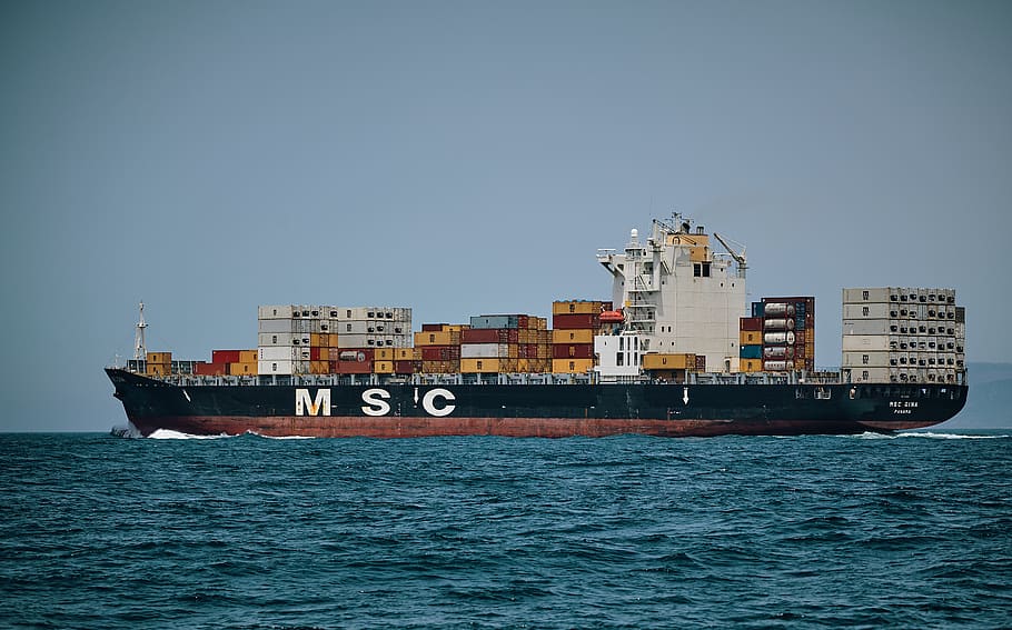 M S C cargo ship sailing, nautical vessel, transportation, water HD wallpaper