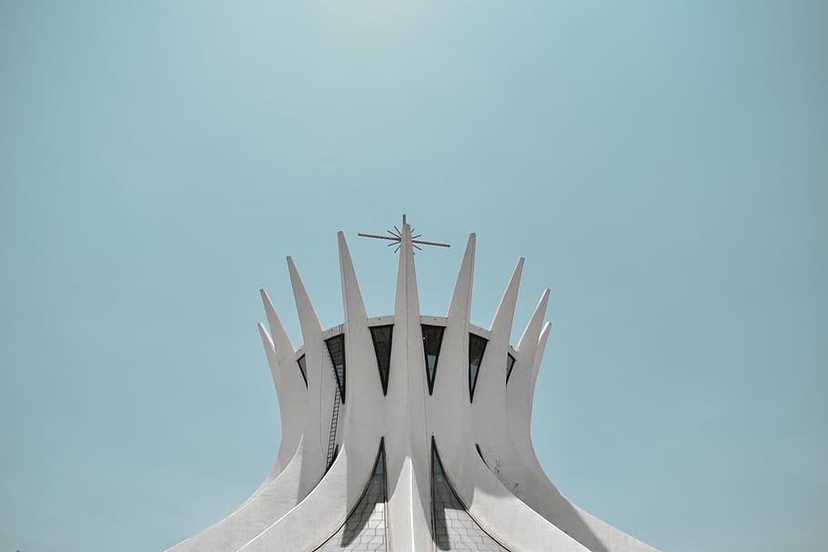 Cross On Top Of A Concrete Structure, architecture, blue sky HD wallpaper