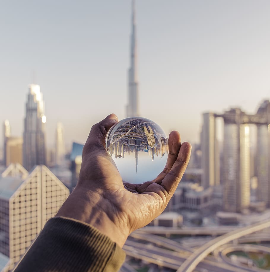 Person Holding Clear Glass Ball, architecture, buildings, burj khalifa, HD wallpaper