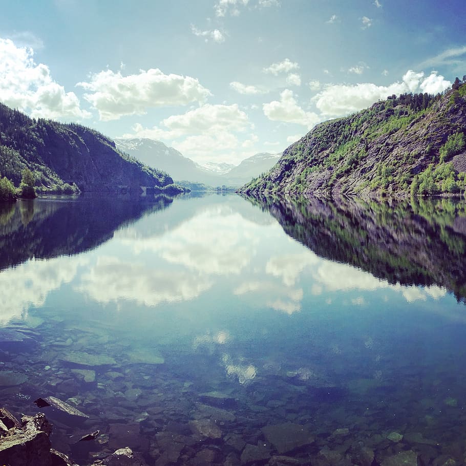 norway, vang kommune, e16 5, water, cloud - sky, scenics - nature HD wallpaper