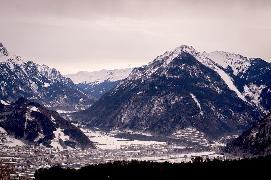 landscape, winter, nature, wintry, snow, mountains, outlook HD wallpaper