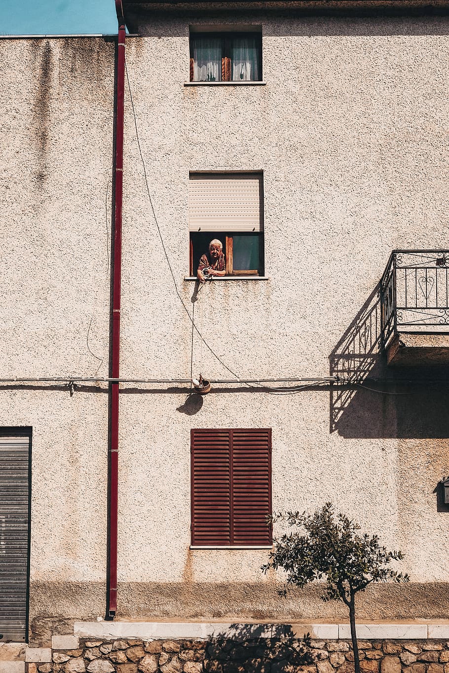 person on window during daytime, home decor, curtain, shutter HD wallpaper